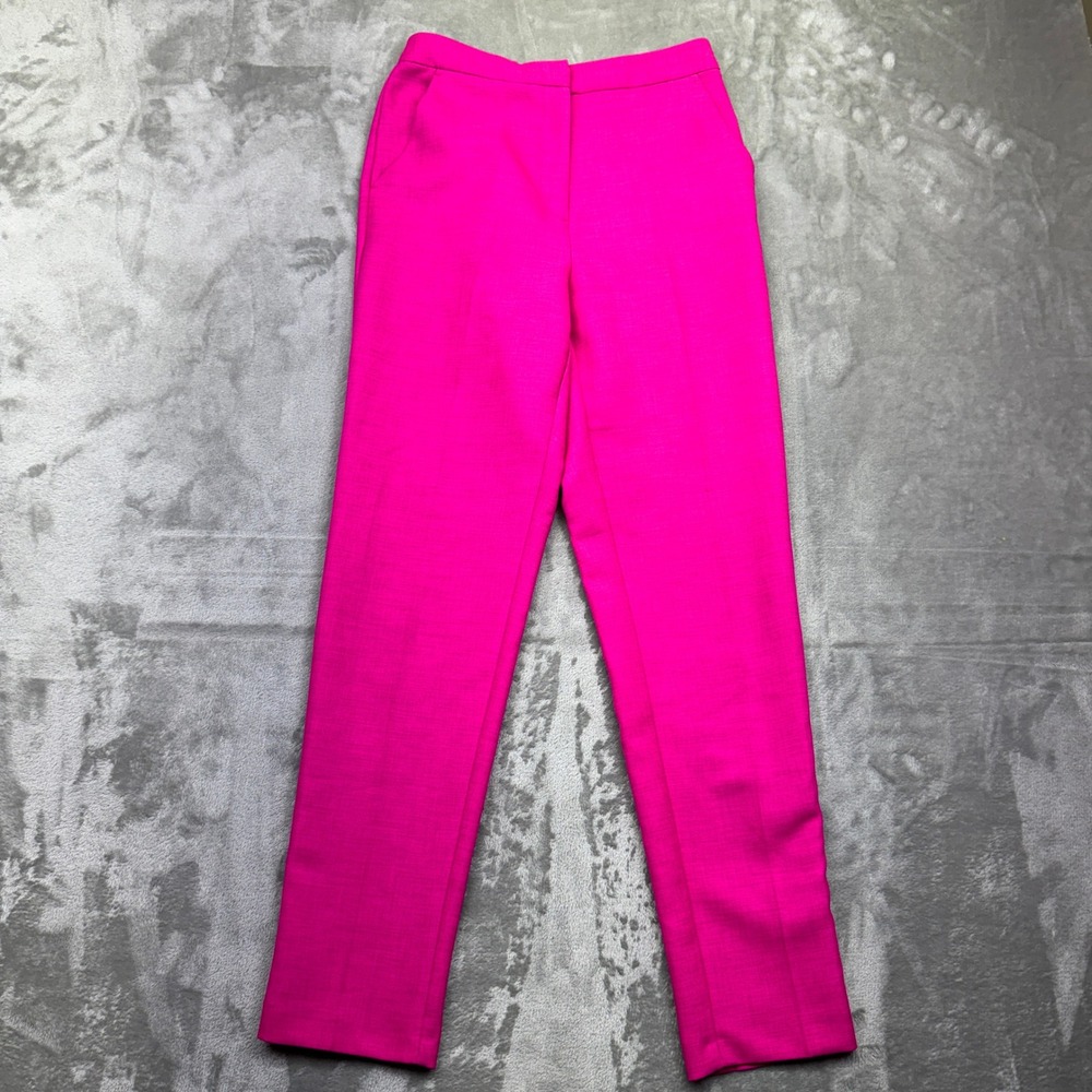 Topshop‎ Hot Pink Trousers Sz 4 Fits 25" High Waist Ankle Pants Career Romania